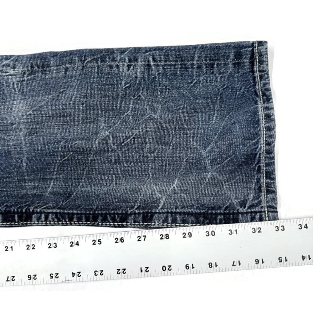 Rock Revival Francis Straight Distressed Blue Jeans Men 38 x 33 Embroidered Y2K - Picture 5 of 16